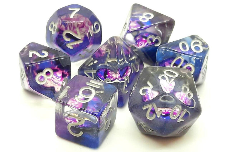 Dragons Eye Dice: Purple - Old School 7 Piece RPG Dice Set