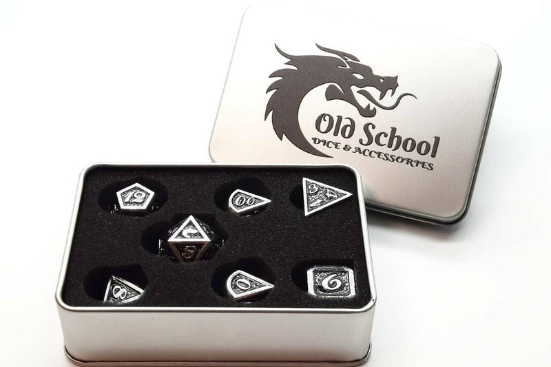 Dragon Scale: Black - Old School 7 Piece RPG Metal Dice Set