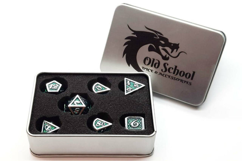 Dragon Scale: Green - Old School 7 Piece RPG Metal Dice Set