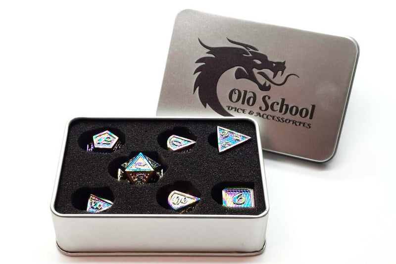 Dragon Scale: Spectral - Old School 7 Piece RPG Metal Dice Set