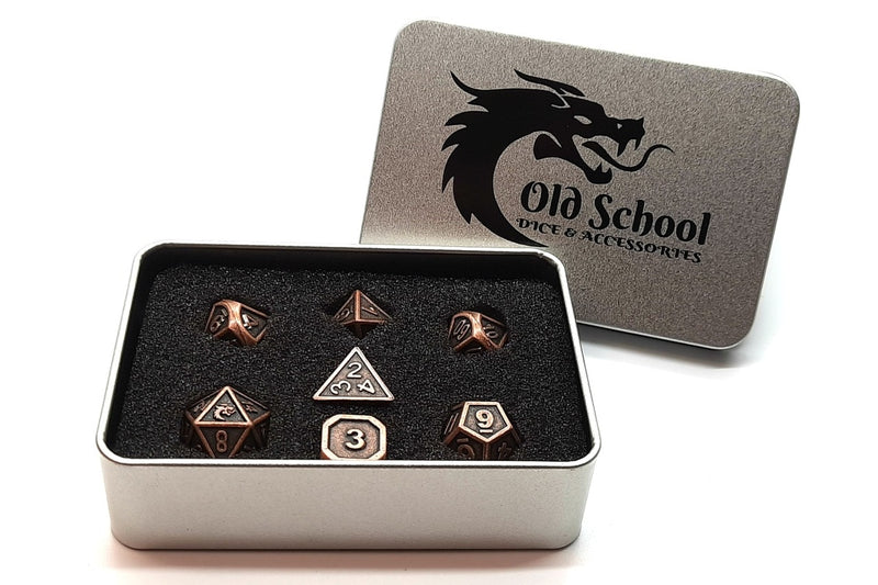 Dwarven Forged: Ancient Bronze - Old School 7 Piece RPG Metal Dice Set