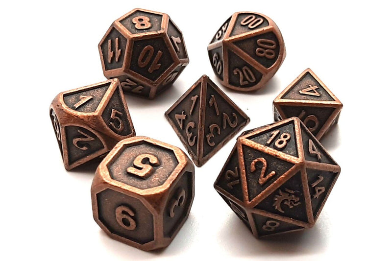 Dwarven Forged: Ancient Bronze - Old School 7 Piece RPG Metal Dice Set