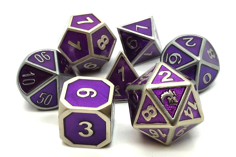 Elven Forged: Metallic Purple - Old School 7 Piece RPG Metal Dice Set