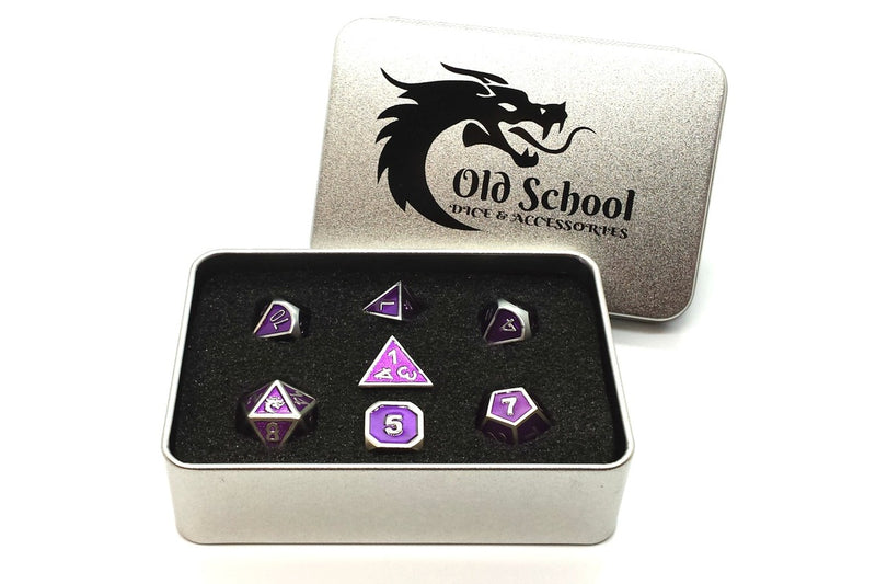 Elven Forged: Metallic Purple - Old School 7 Piece RPG Metal Dice Set