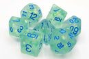 Infused: Frosted Firefly Cyan - Old School 7 Piece RPG Dice Set