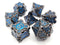 Gnome Forged Black Nickel with Blue - Old School 7 Piece RPG Metal Dice Set