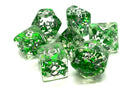 Infused: Green Butterfly with Silver - Old School 7 Piece RPG Dice Set