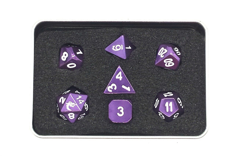 Halfling Forged: Electric Purple - Old School 7 Piece RPG Metal Dice Set: