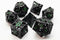 Hollow Dragon Dice: Black with Green - Old School 7 Piece RPG Metal Dice Set