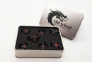 Hollow Dragon Dice: Black with Orange - Old School 7 Piece RPG Metal Dice Set