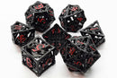 Hollow Dragon Dice: Black with Red - Old School 7 Piece RPG Metal Dice Set