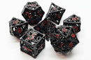 Hollow Dragon Dice: Black with Orange - Old School 7 Piece RPG Metal Dice Set