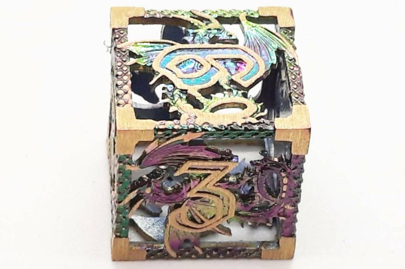 Hollow Dragon Dice: Spectral with Gold - Old School 7 Piece RPG Metal Dice Set