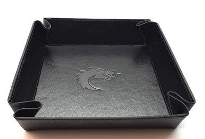 Old School RPG Dice Rolling Tray: Square - Black w/ Black Back