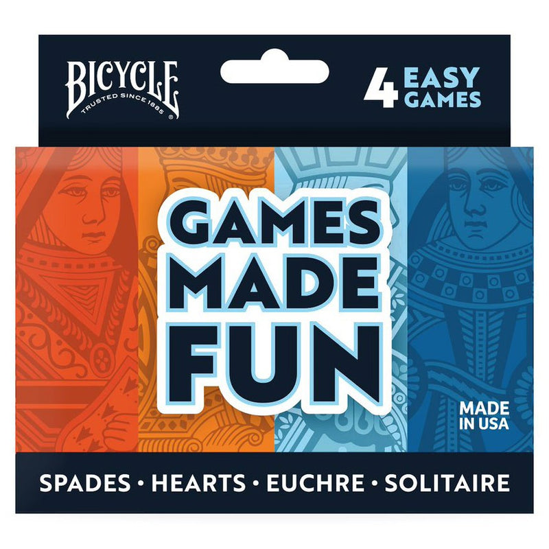 Bicycle 4-Game Pack: Spades, Hearts, Euchre, & Solitaire