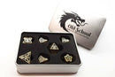Knights of the Round Table Dice: Black with Gold - Old School 7 Piece RPG Metal Dice Set