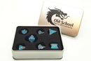 Knights of the Round Table Dice: Turquoise with Black - Old School 7 Piece RPG Metal Dice Set