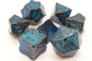 Knights of the Round Table Dice: Turquoise with Black - Old School 7 Piece RPG Metal Dice Set