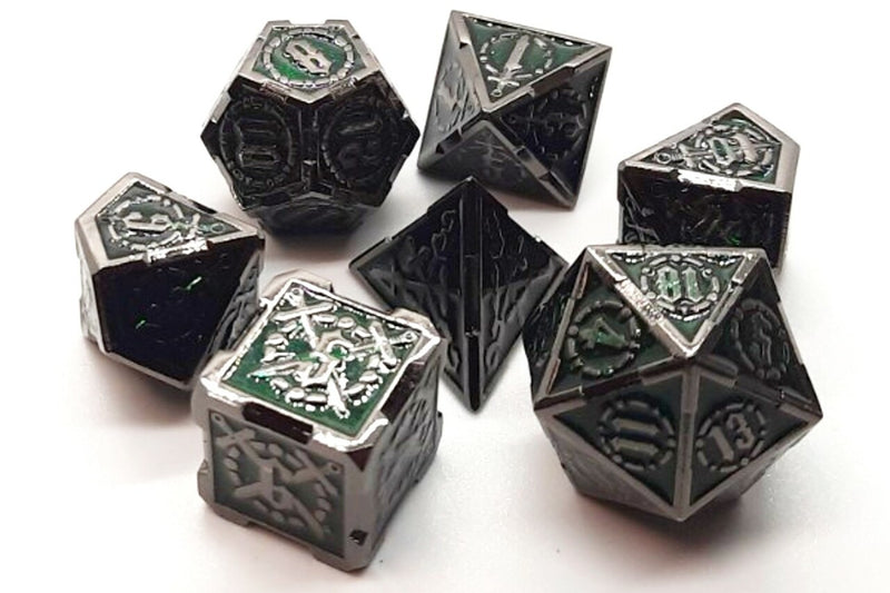 Knights of the Round Table Dice: Emerald - Old School 7 Piece RPG Metal Dice Set