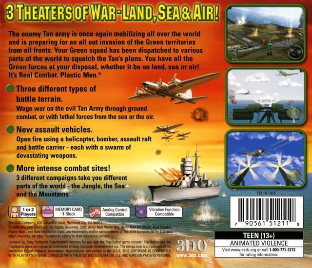 Army Men World War Land Sea and Air Playstation 1 Back Cover