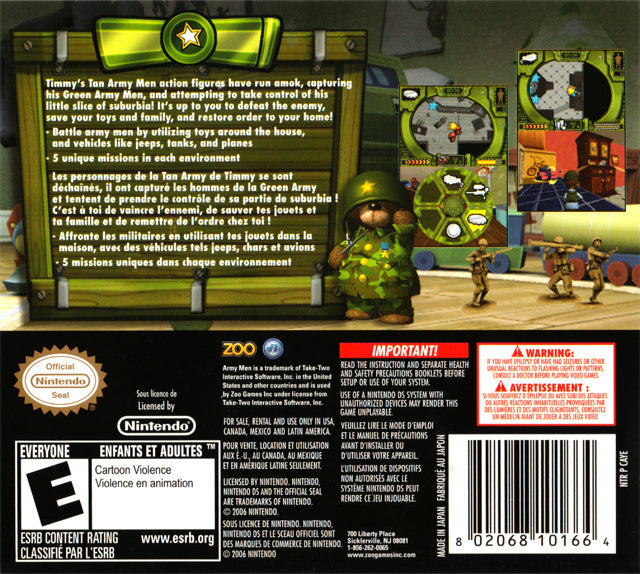 Army Men Soldiers of Misfortune Nintendo DS Back Cover