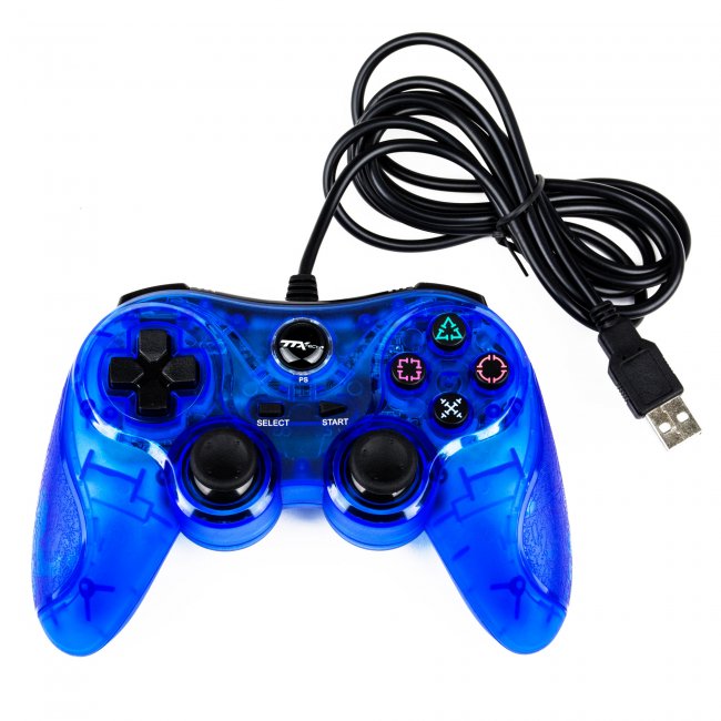 TTX Tech Playstation 3 Universal Wired USB Controller Blue