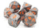Orc Forged Ancient Silver with Orange - Old School 7 Piece RPG Metal Dice Set