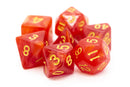Pearl Drop Red With Gold - Old School 7 Piece RPG Dice Set