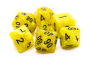 Pearl Drop Shimmer Yellow with Black - Old School 7 Piece RPG Dice Set