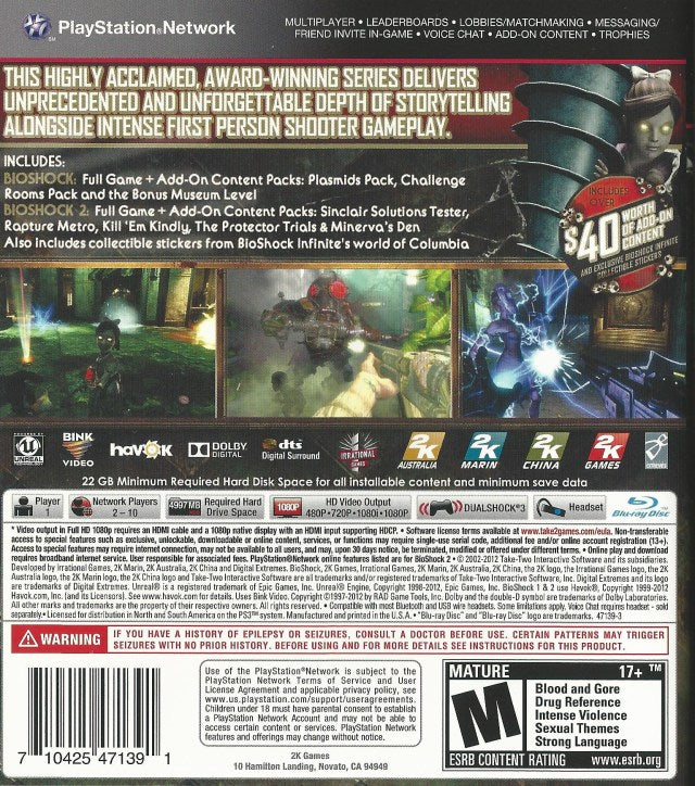 Bioshock Ultimate Rapture Edition Back Cover - Playstation 3 Pre-Played