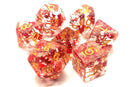 Infused: Red Butterfly with Gold - Old School 7 Piece RPG Dice Set