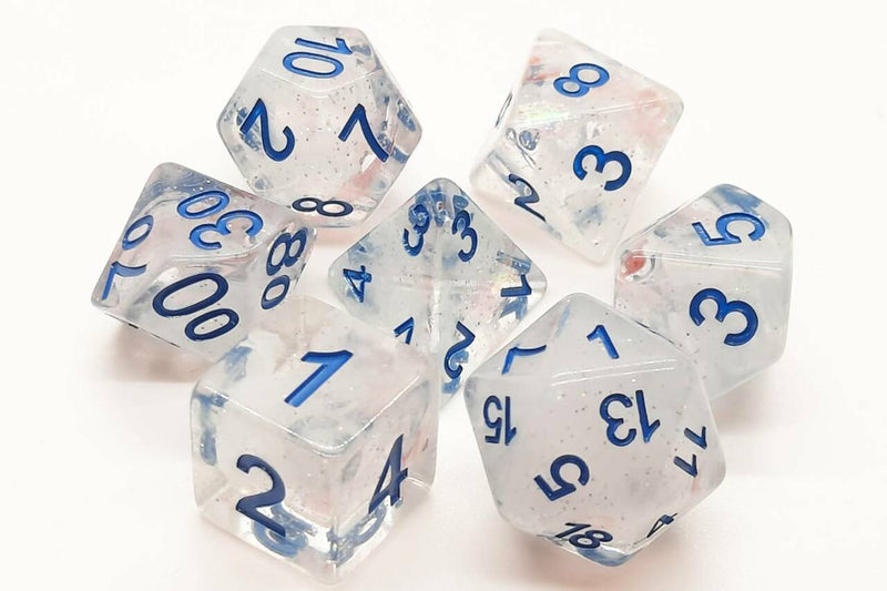Infused: Snowy Day - Old School 7 Piece RPG Dice Set
