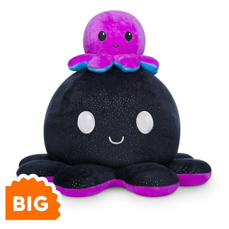 Black & Rainbow Octopus - Big Reversible Plush