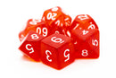 Translucent Red - Old School 7 Piece RPG Dice Set