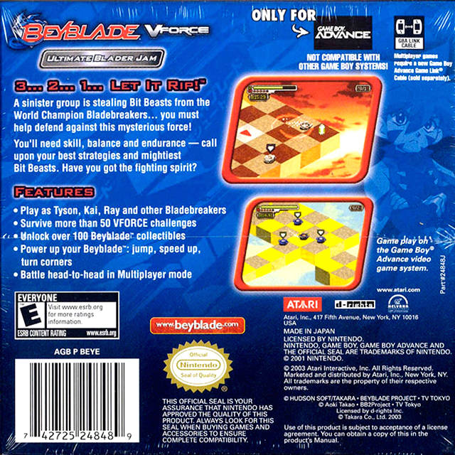 Beyblade V Force: Ultimate Blader Jam Nintendo Gameboy Advance Back Cover