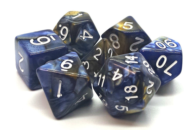 Vorpal: Blue & Gold - Old School 7 Piece RPG Dice Set