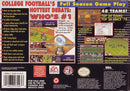 Bill Walsh College Football SNES Back Cover